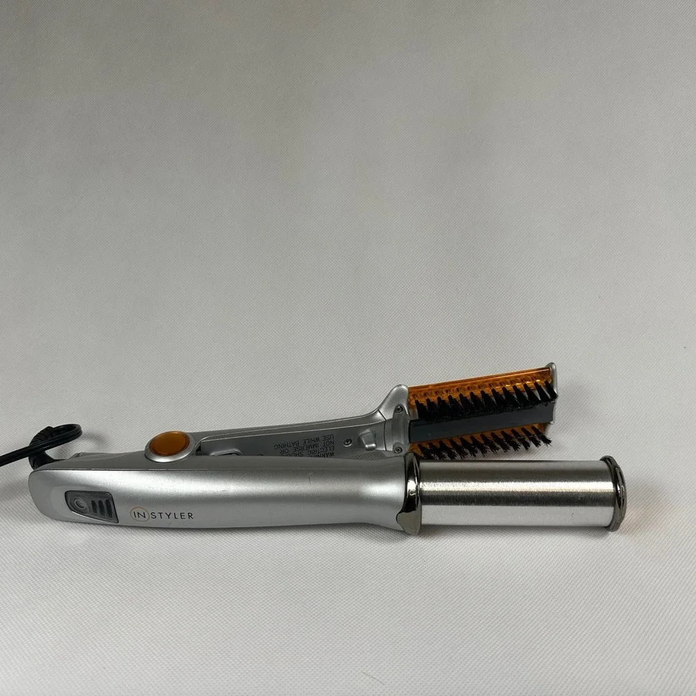 InStyler Rotating Iron Hair Straightener Curler Silver Amber Model IS1001.1